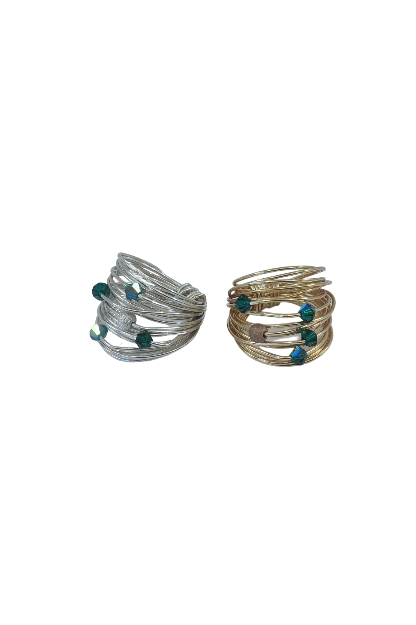 Deep green Swarovski crystal wire wrap ring - RoshelLuxe.com