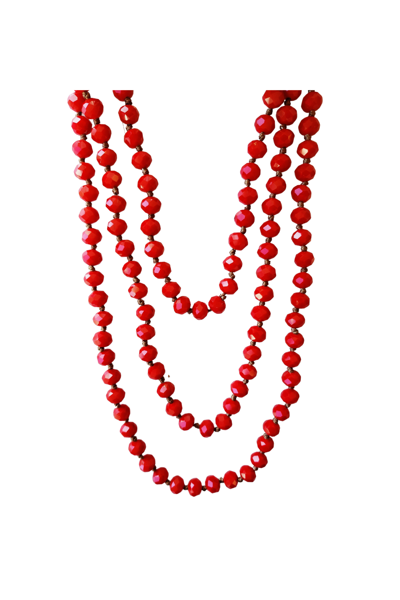 Cherry Red Crystal Beaded Necklace - RoshelLuxe.com