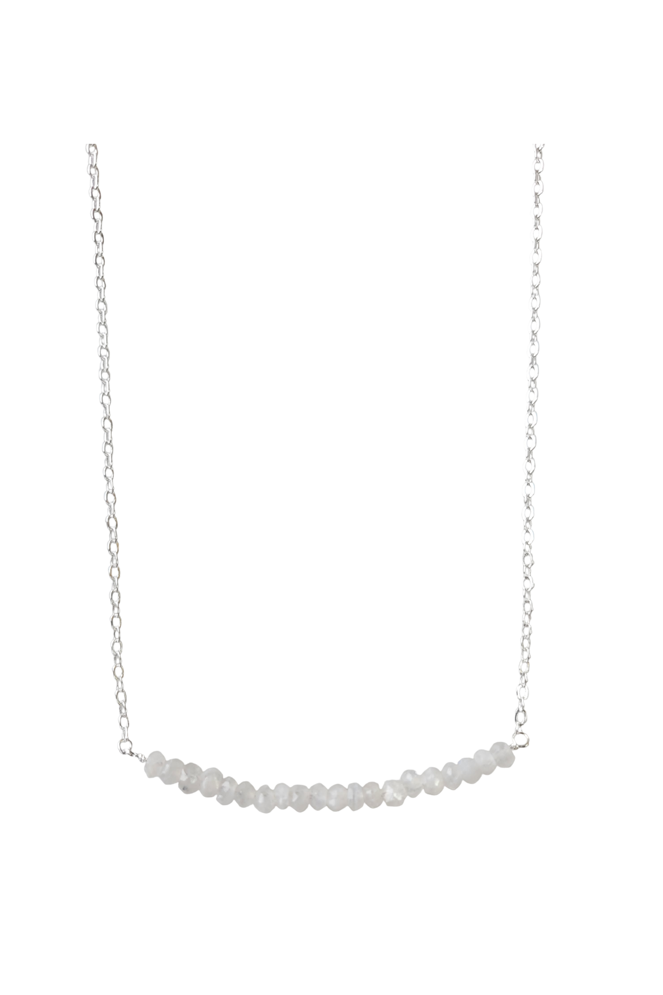 Moonstone bar necklace minimalist jewelry- RoshelLuxe.com