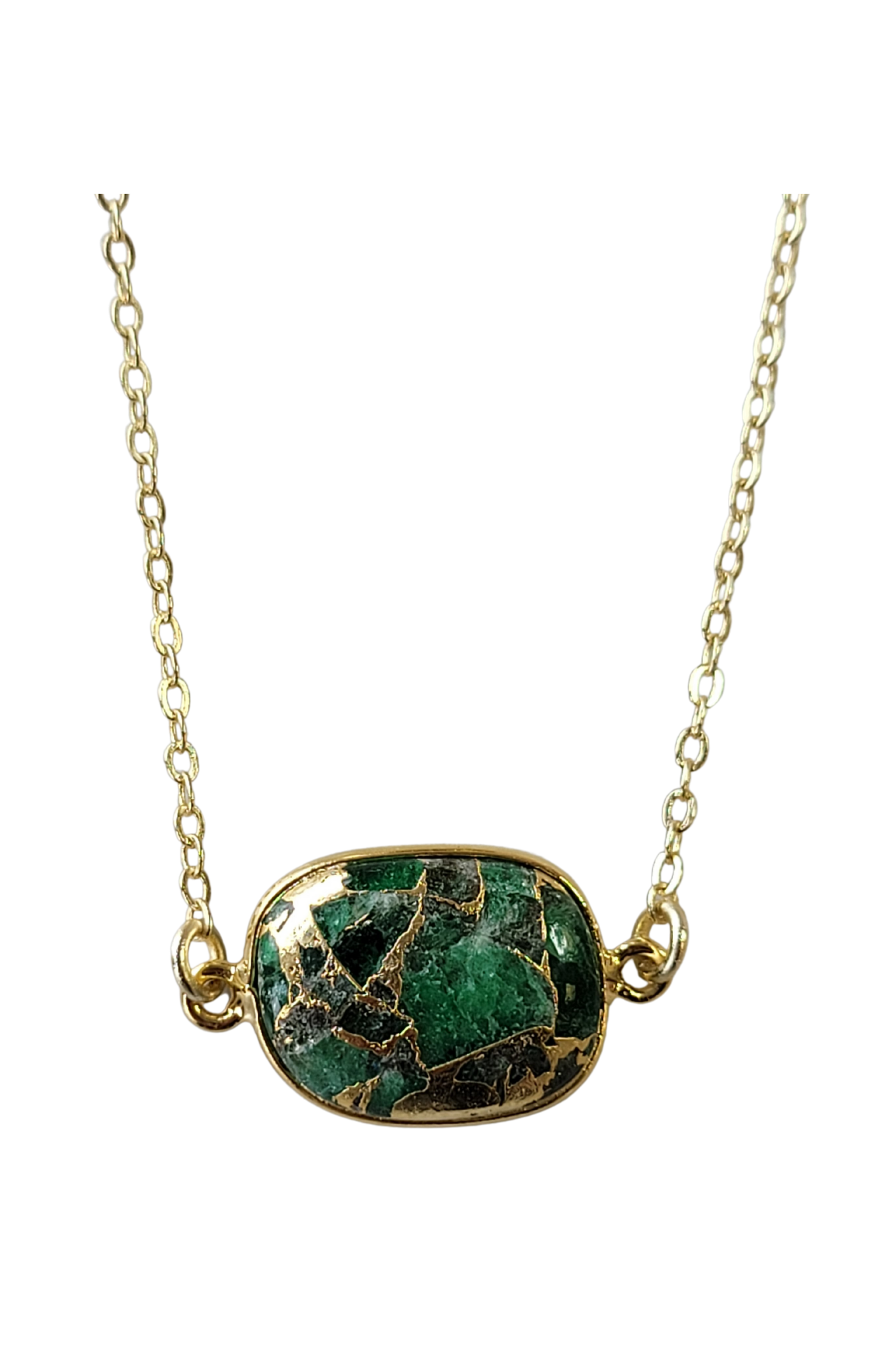Green Mojave copper turquoise necklace handmade jewelry for women - RoshelLuxe.com