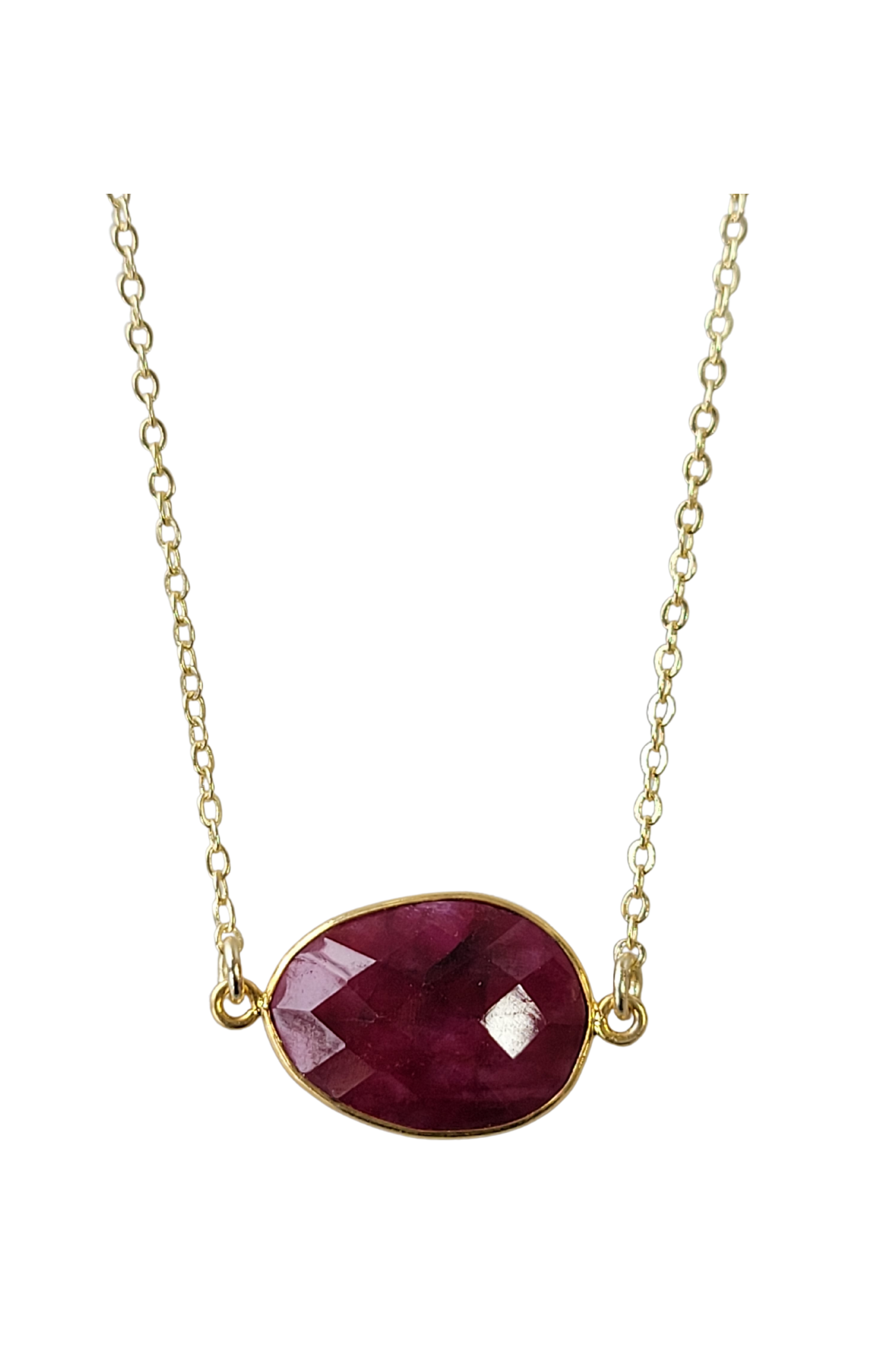 Ruby gemstone necklace handmade jewelry for women - RoshelLuxe.com