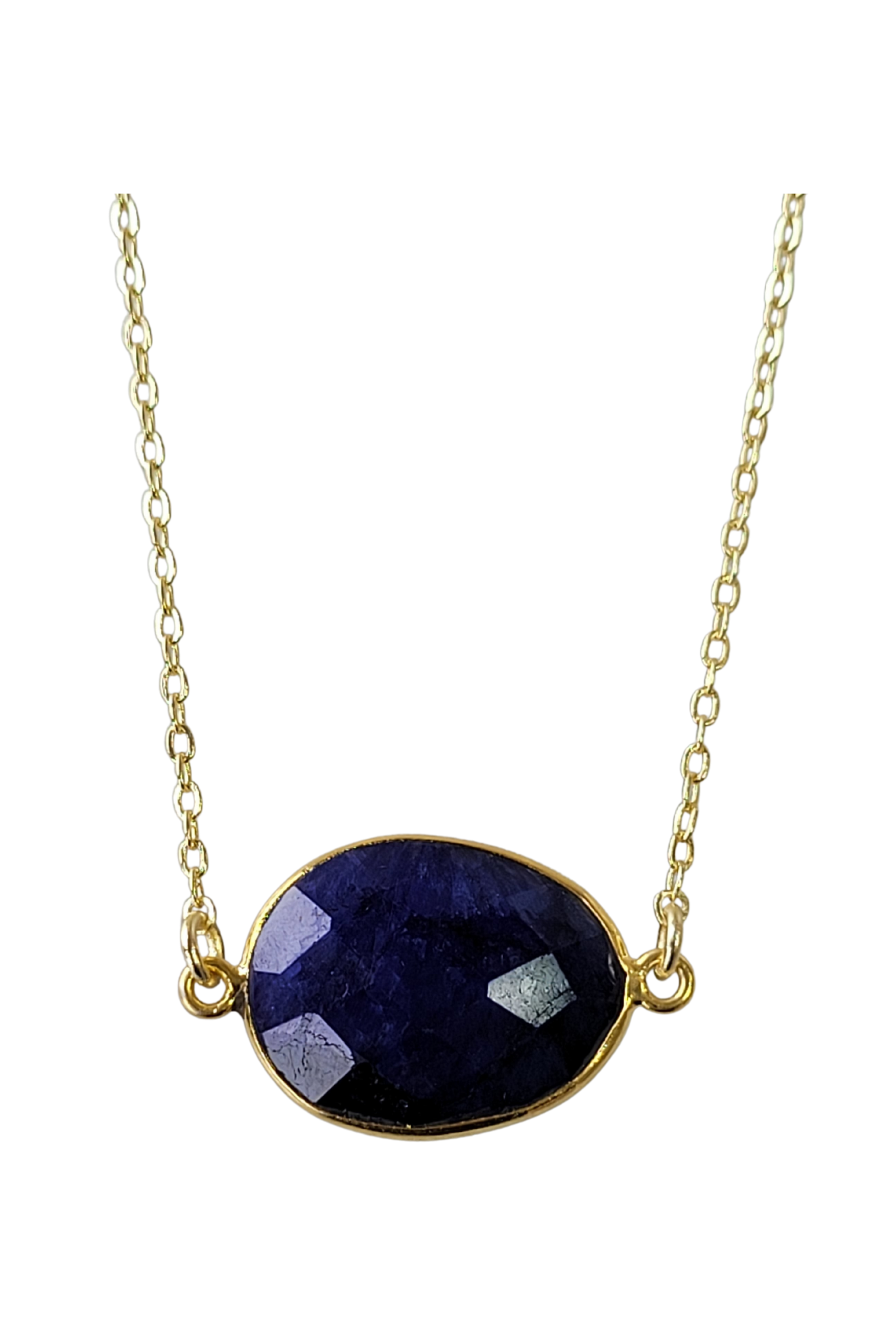 sapphire necklace handmade US blue gemstone jewelry - RoshelLuxe.com