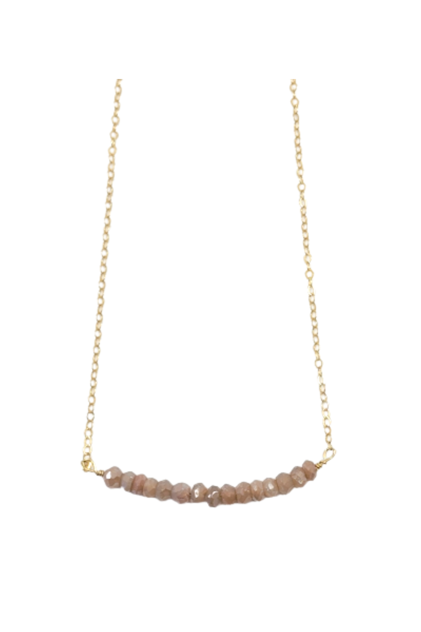 Peach moonstone bar necklace minimalist jewelry - RoshelLuxe.com