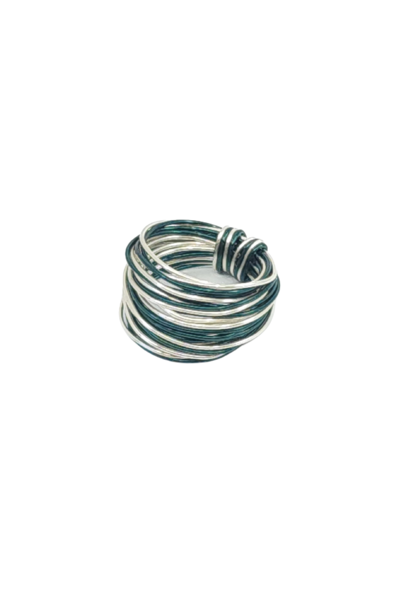 Green silver wire wrap crystal ring handmade jewelry for women - RoshelLuxe.com