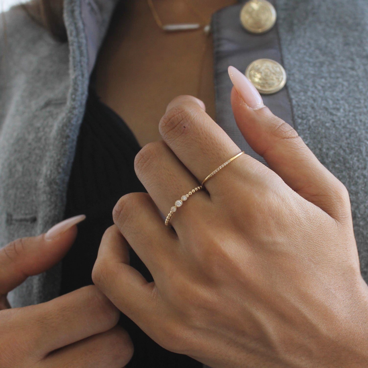 Forever diamond beaded ring handmade jewelry for women - RoshelLuxe.com