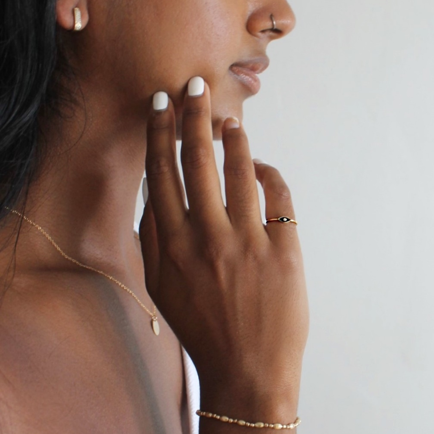 Enamel evil eye ring handmade jewelry for women - RoshelLuxe.com