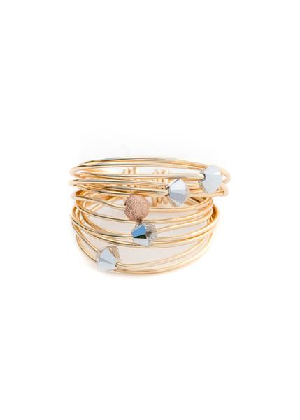 Grey Swarovski crystal wire wrap ring for women - RoshelLuxe.com