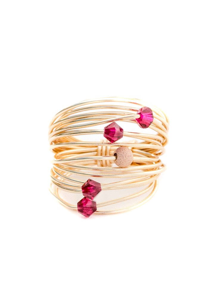 Ruby Swarovski crystal wire wrap ring - RoshelLuxe.com