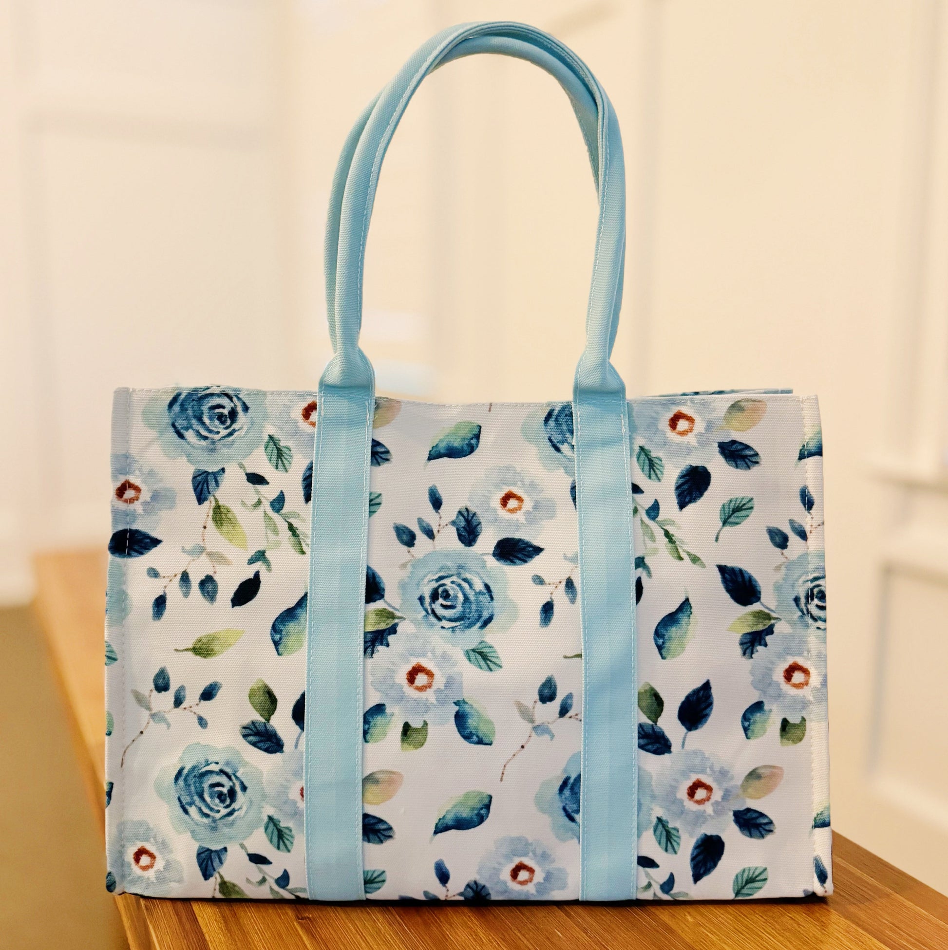 Bloom Blue Floral Couture Tote - RoshelLuxe.com