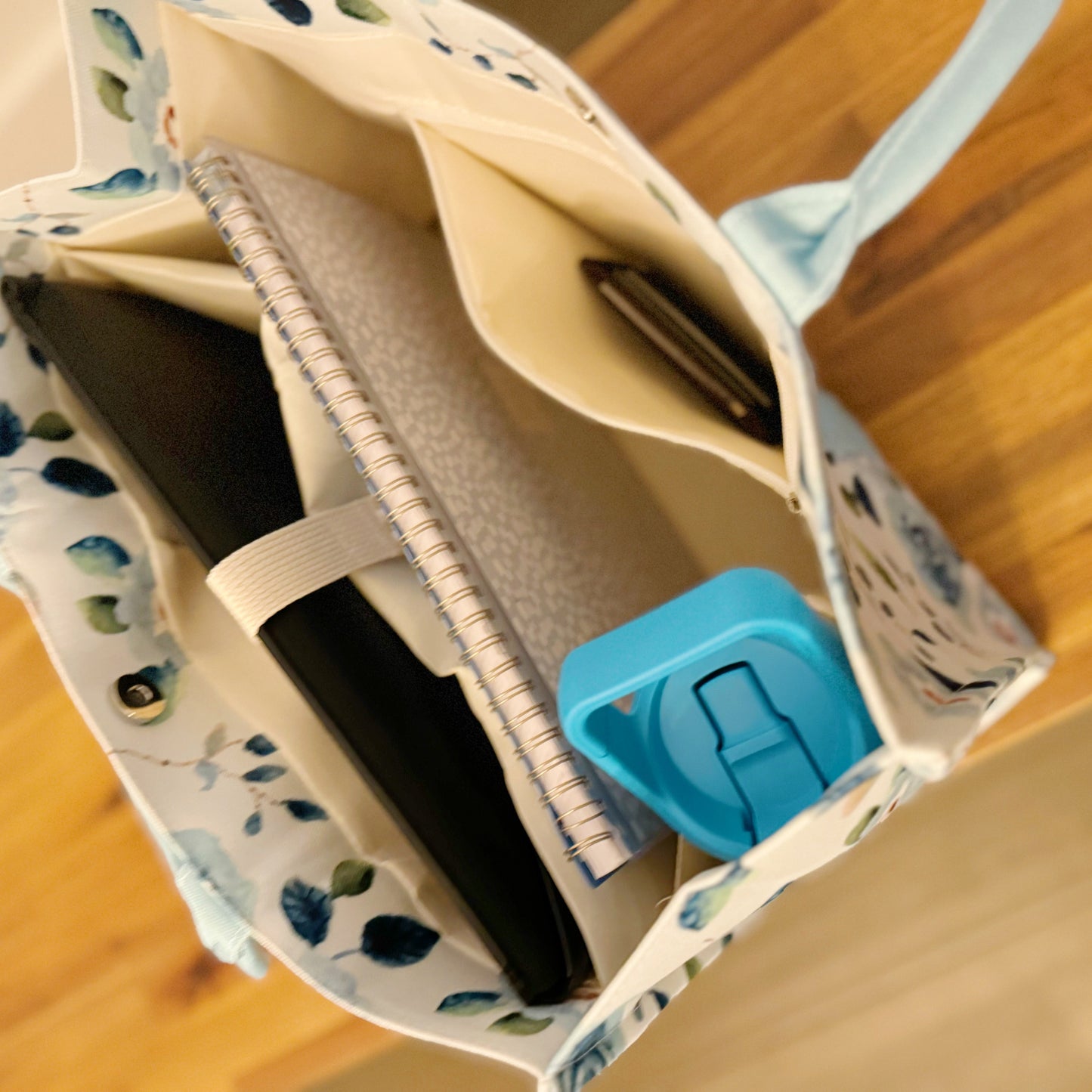 Bloom Blue Floral Couture Tote - RoshelLuxe.com