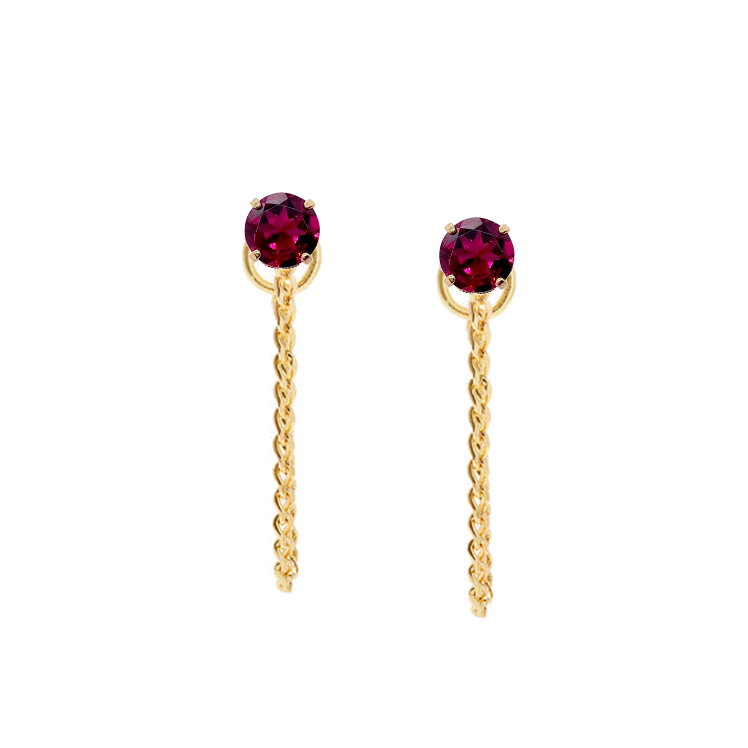 Gemstone chain link stud earrings for women - RoshelLuxe.com