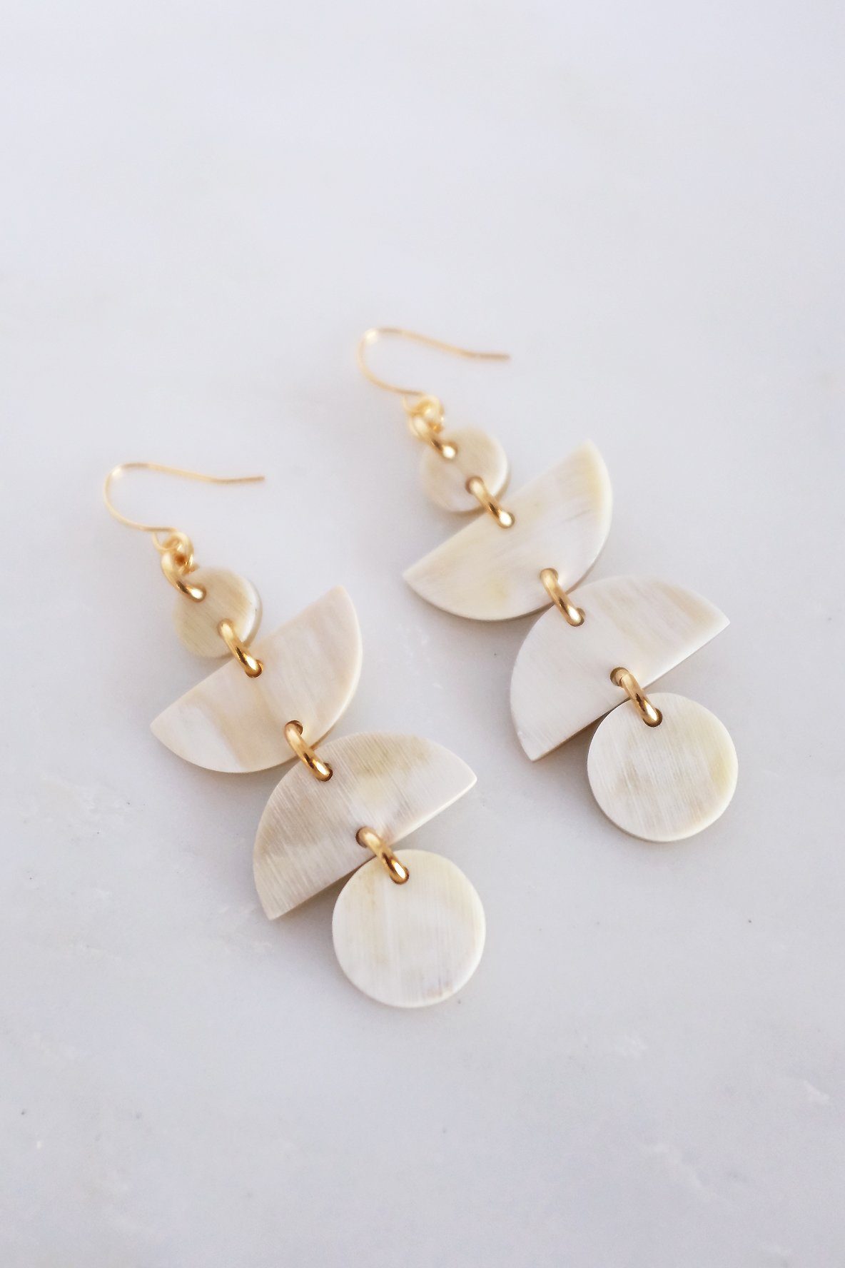 Ha Giang Geometric Buffalo Horn Dangle Earrings - RoshelLuxe.com