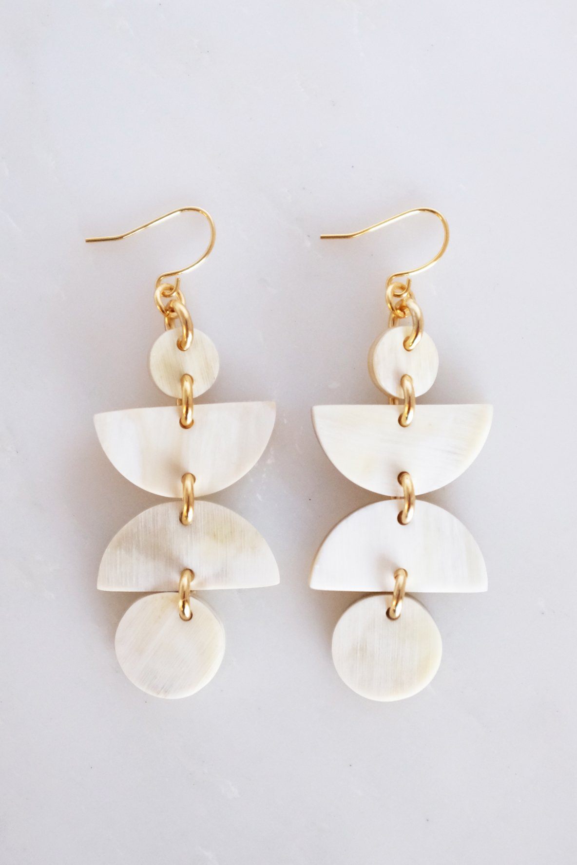 Ha Giang Geometric Buffalo Horn Dangle Earrings - RoshelLuxe.com