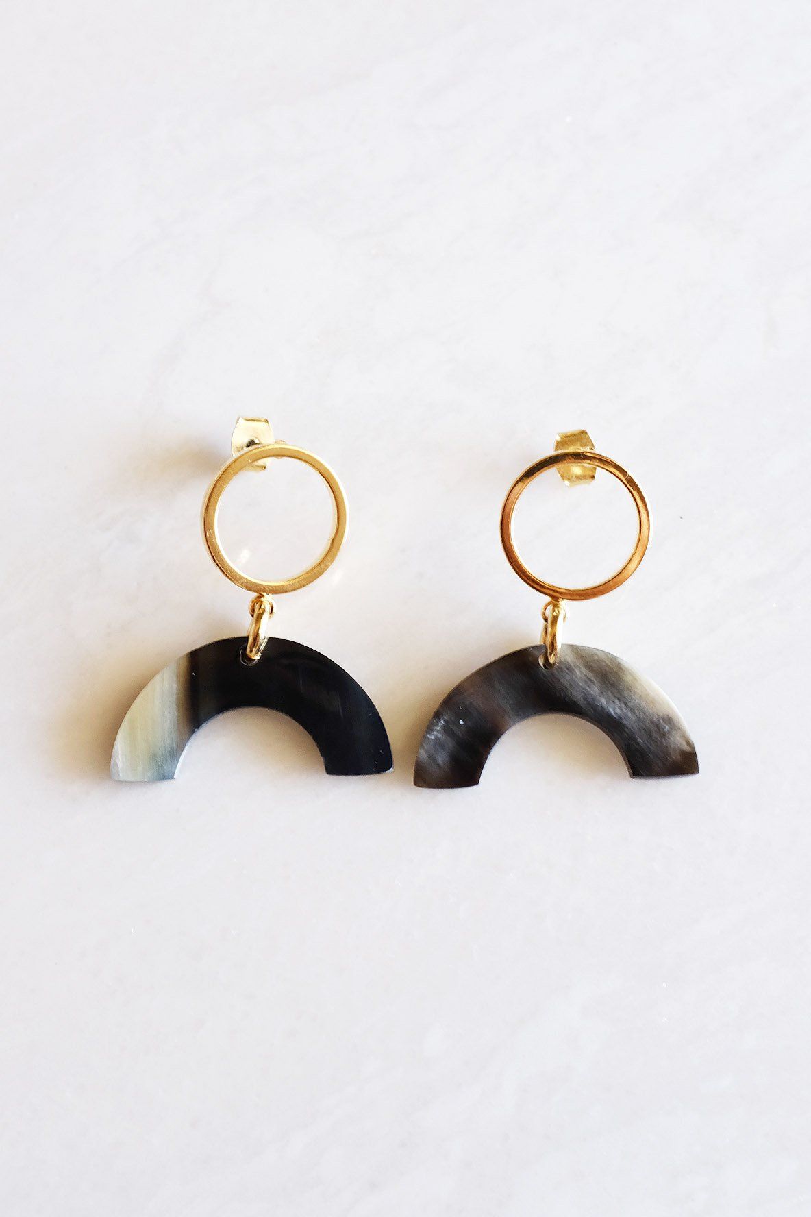 Hanh Tinh Geo Icon Buffalo Horn Post Earrings - RoshelLuxe.com