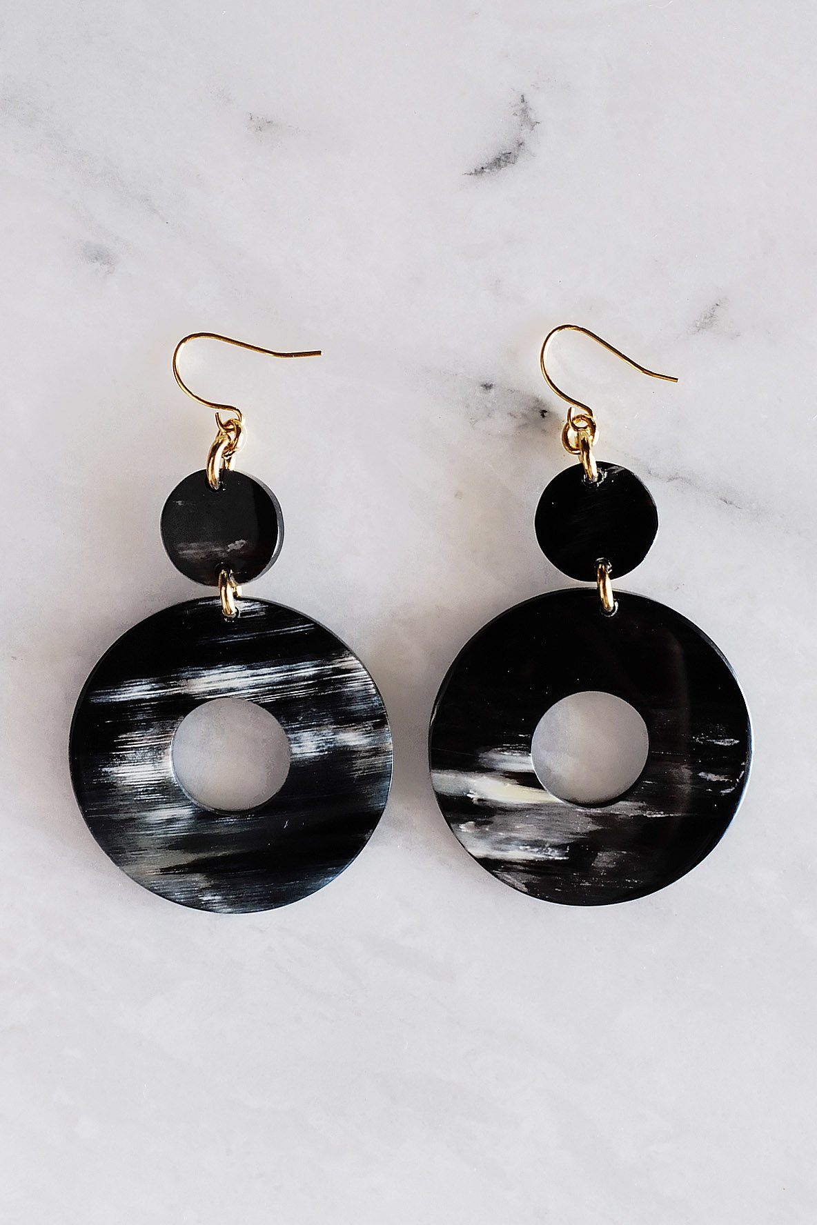 Hoan Toan 16K Gold-Plated Brass Buffalo Horn Donut Dangle Earrings - RoshelLuxe.com