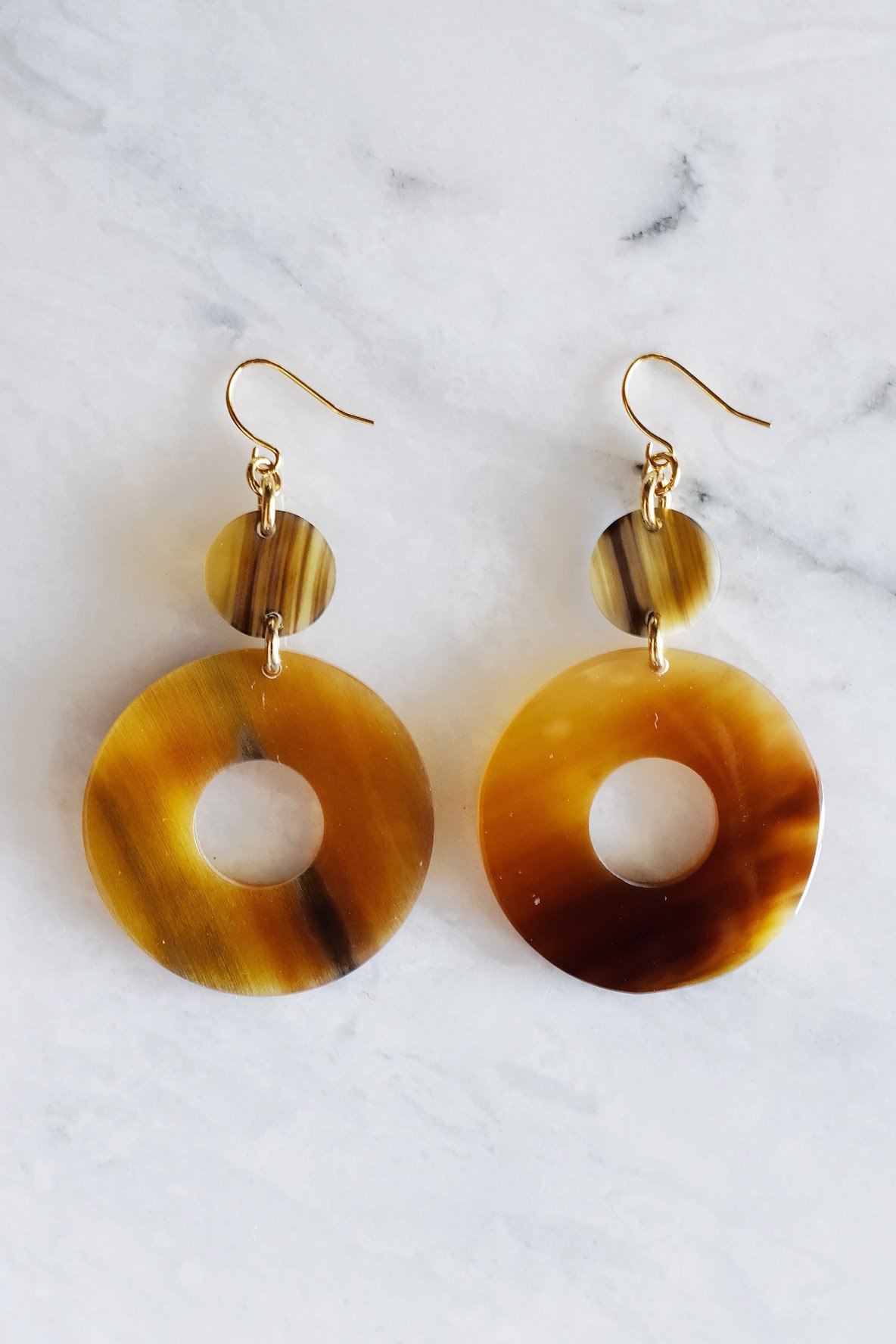 Hoan Toan 16K Gold-Plated Brass Buffalo Horn Donut Dangle Earrings - RoshelLuxe.com
