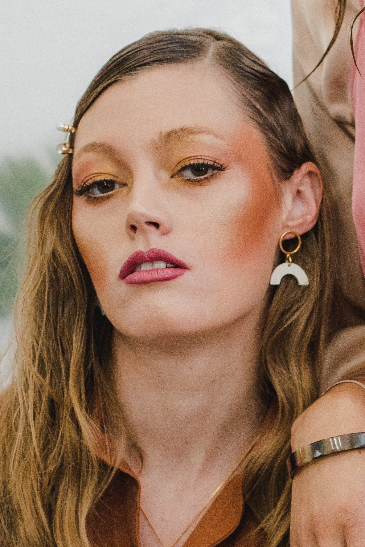 Hanh Tinh Geo Icon Buffalo Horn Post Earrings - RoshelLuxe.com