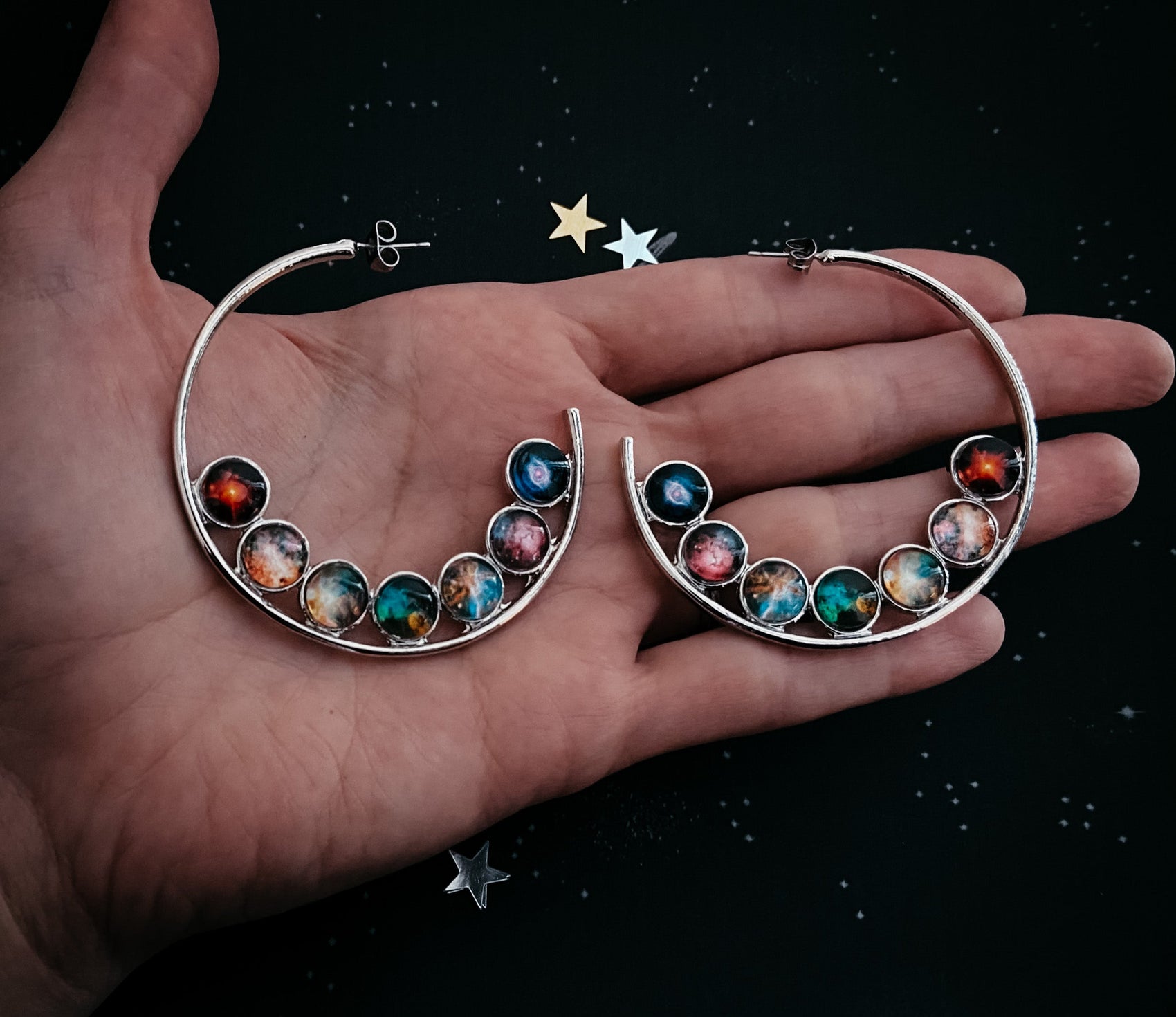 Nebula Rainbow Pride Hoop Earrings - RoshelLuxe.com