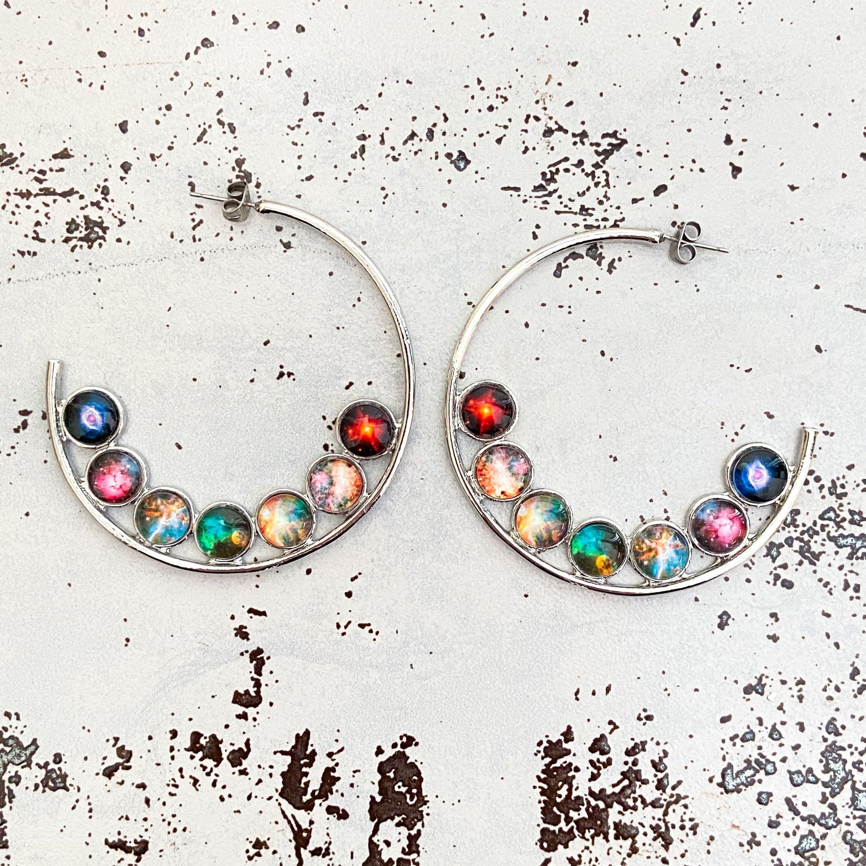 Nebula Rainbow Pride Hoop Earrings - RoshelLuxe.com
