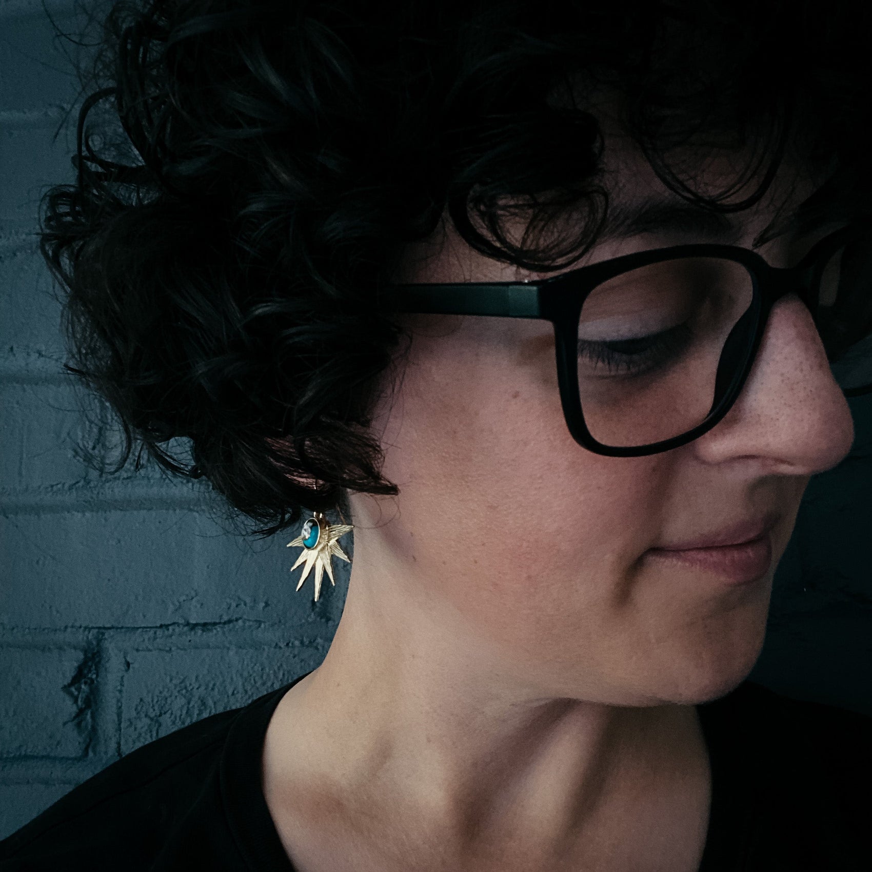 Sun Goddess Earrings with Copper Oyster Turquoise - RoshelLuxe.com