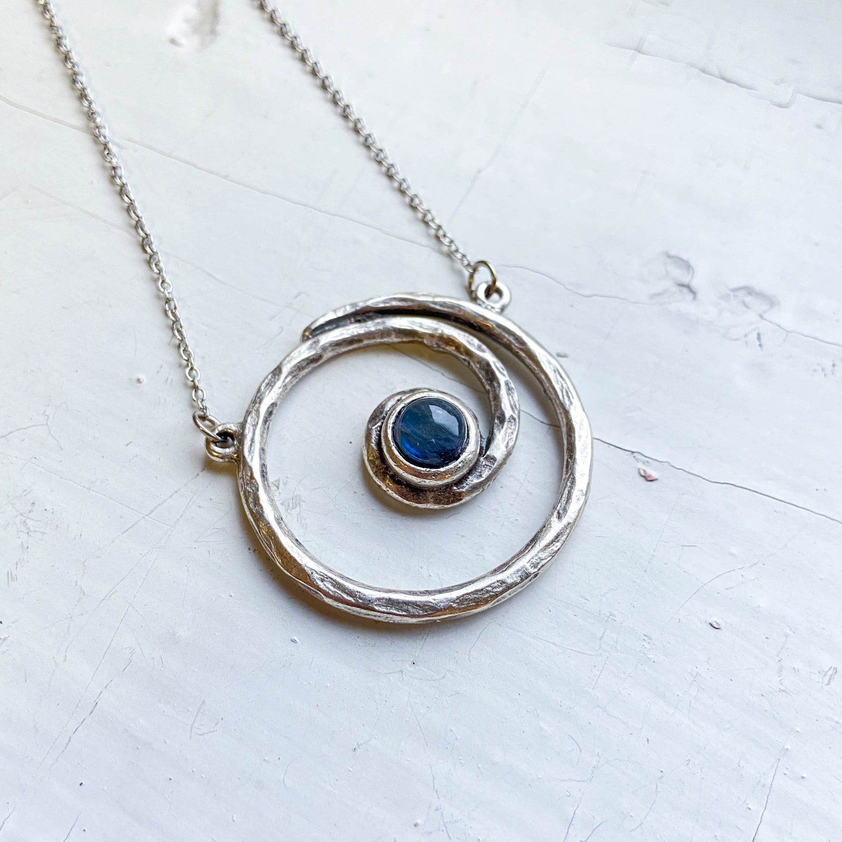 Milky Way Jewelry Set - Spiral Silver Necklace and Earrings with Labradorite - RoshelLuxe.com