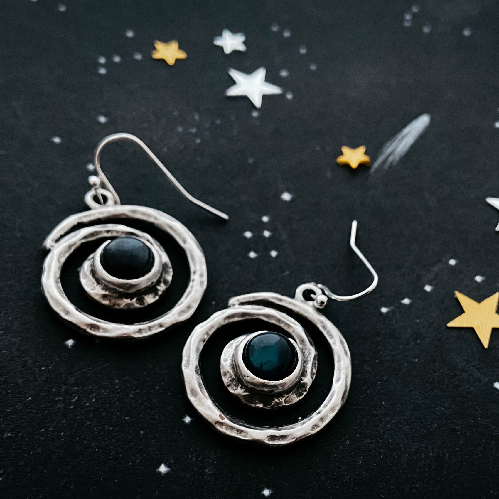 Milky Way Jewelry Set - Spiral Silver Necklace and Earrings with Labradorite - RoshelLuxe.com