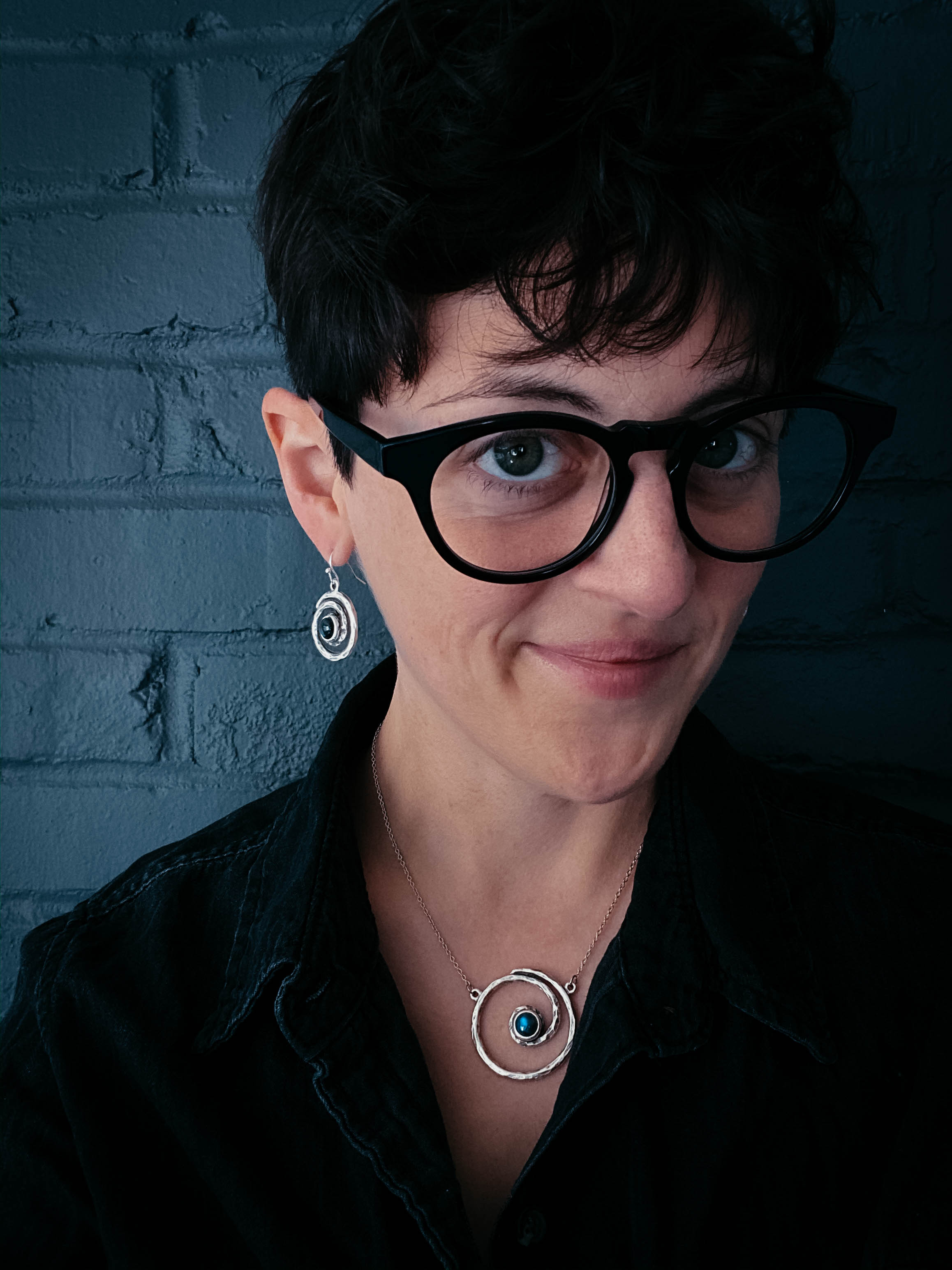 Milky Way Jewelry Set - Spiral Silver Necklace and Earrings with Labradorite