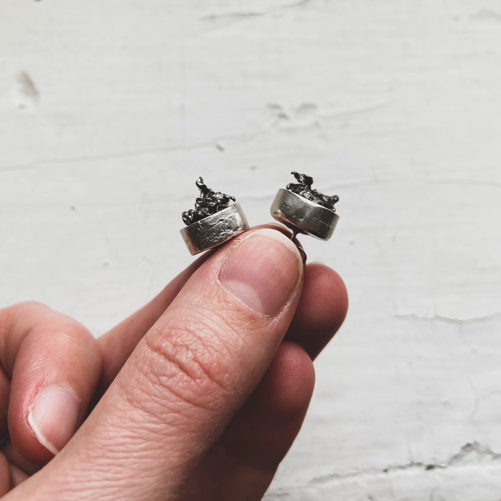 Small Round Raw Meteorite Dangle or Stud Earrings - RoshelLuxe.com