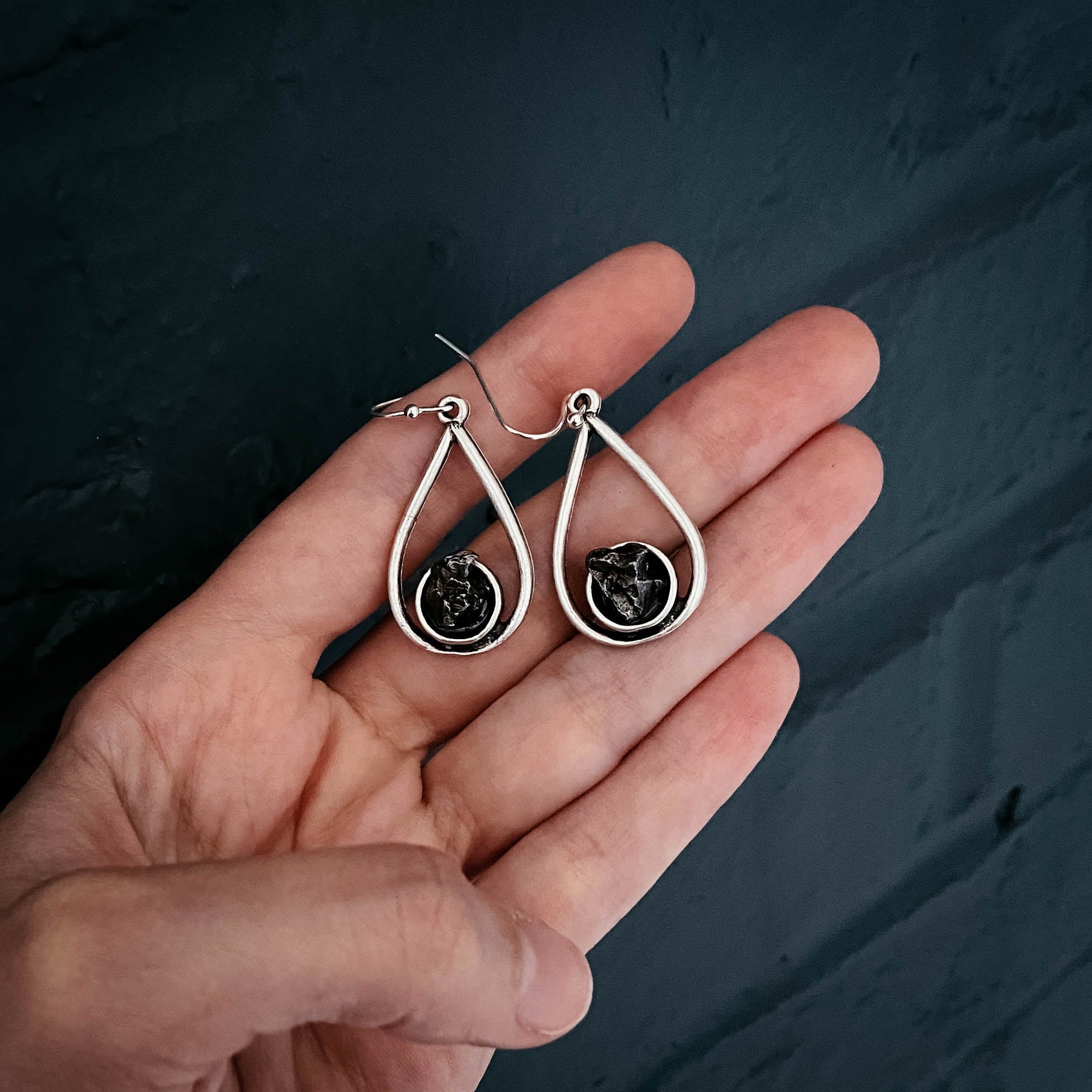 Meteorite Jewelry Set - Teardrop Necklace and Earrings - RoshelLuxe.com