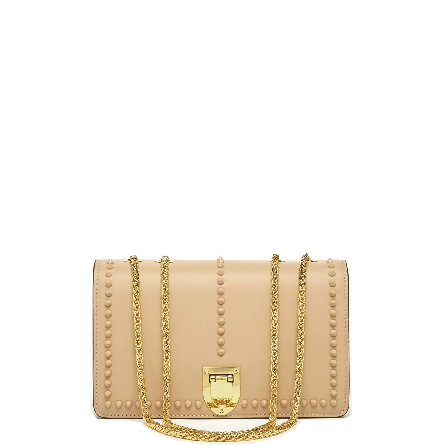 Leather Chain Shoulder Bag Tan - RoshelLuxe.com