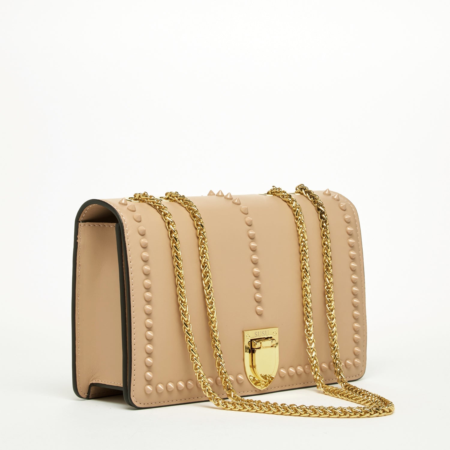 Leather Chain Shoulder Bag Tan - RoshelLuxe.com