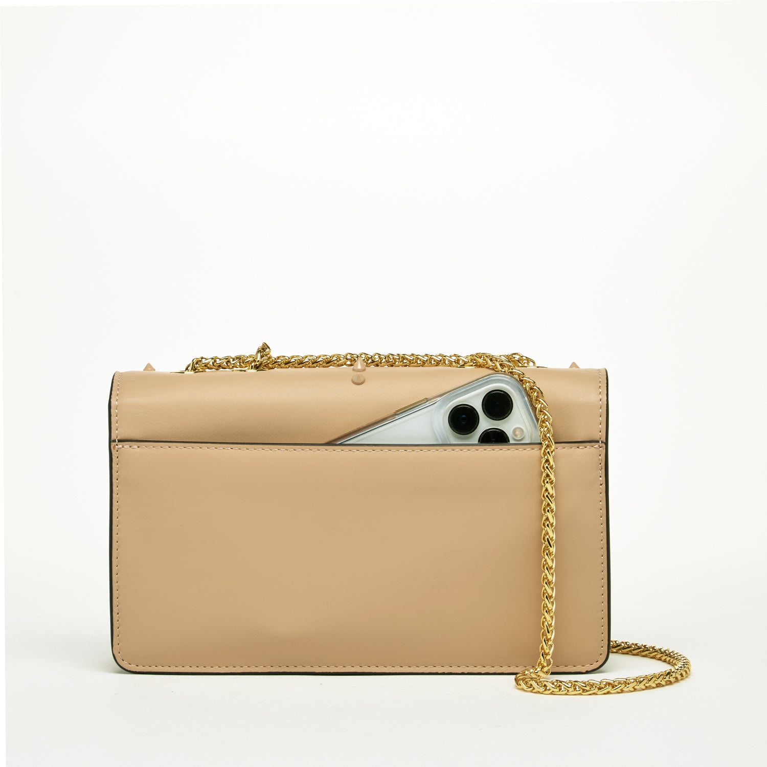 Leather Chain Shoulder Bag Tan - RoshelLuxe.com