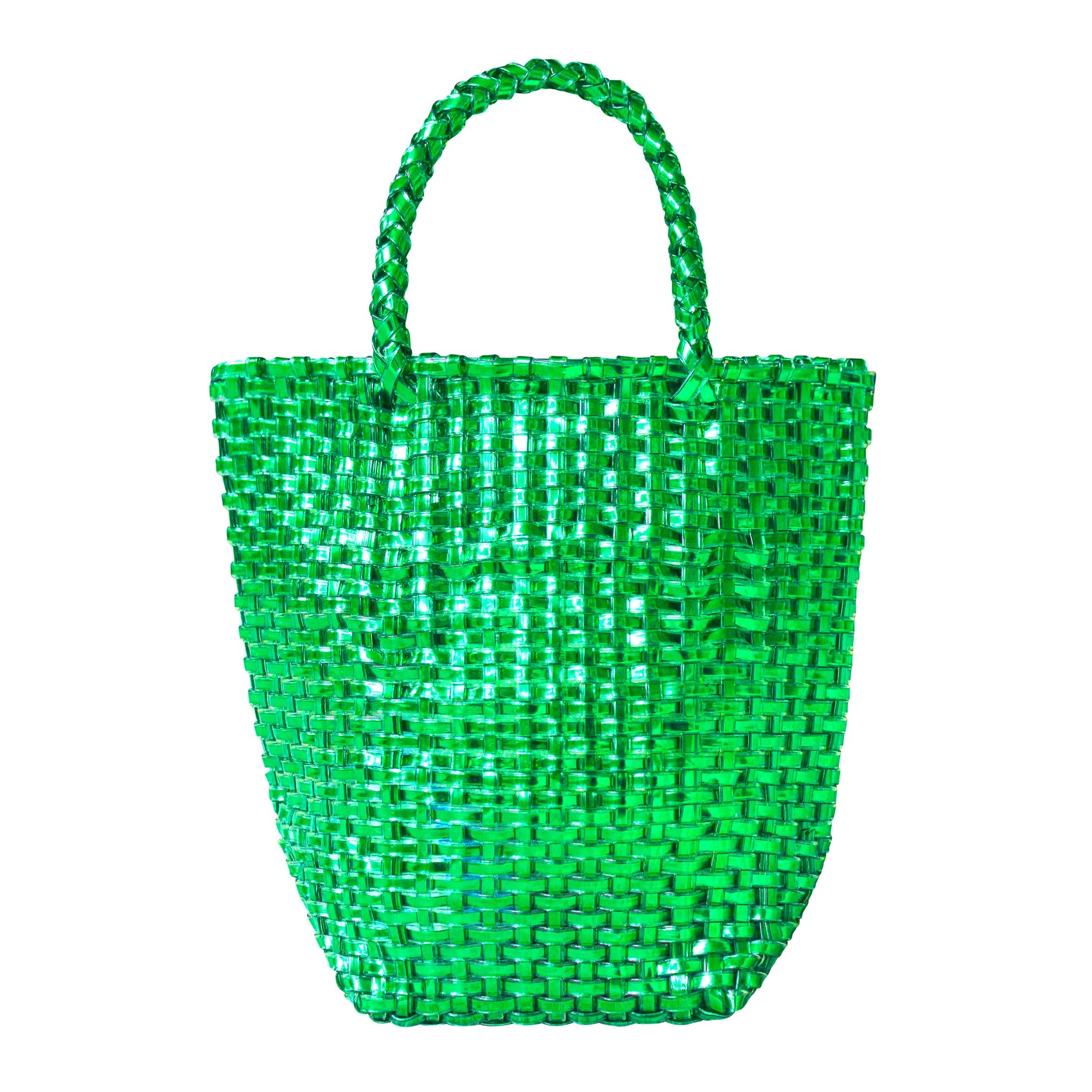 LA TOTE Recycled Tote Bag In Metallic Green - RoshelLuxe.com