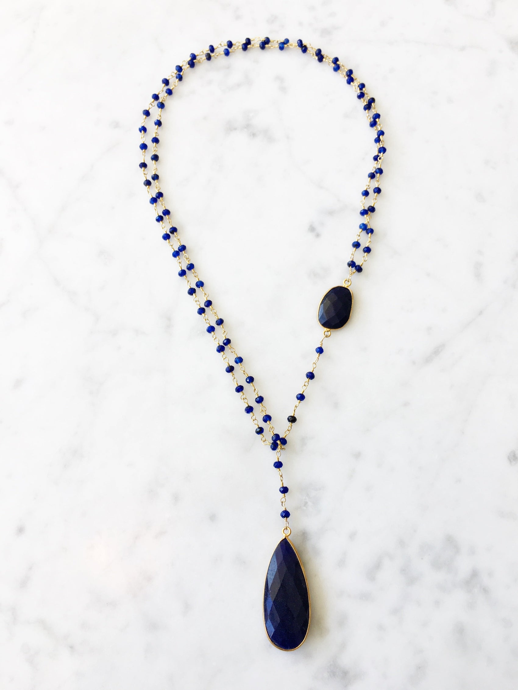 Diana Montecito Sapphire Necklace with elegant sapphire drop pendant for luxury women’s gemstone jewelry. - RoshelLuxe.com