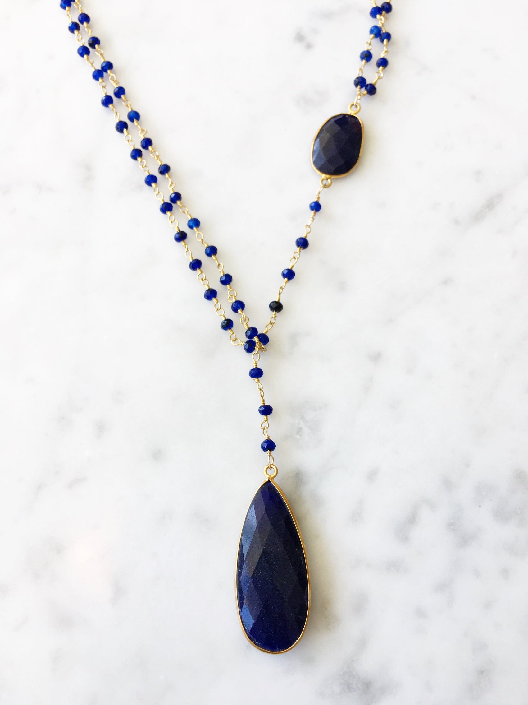 Diana Montecito Sapphire Necklace with elegant sapphire drop pendant for luxury women’s gemstone jewelry. - RoshelLuxe.com
