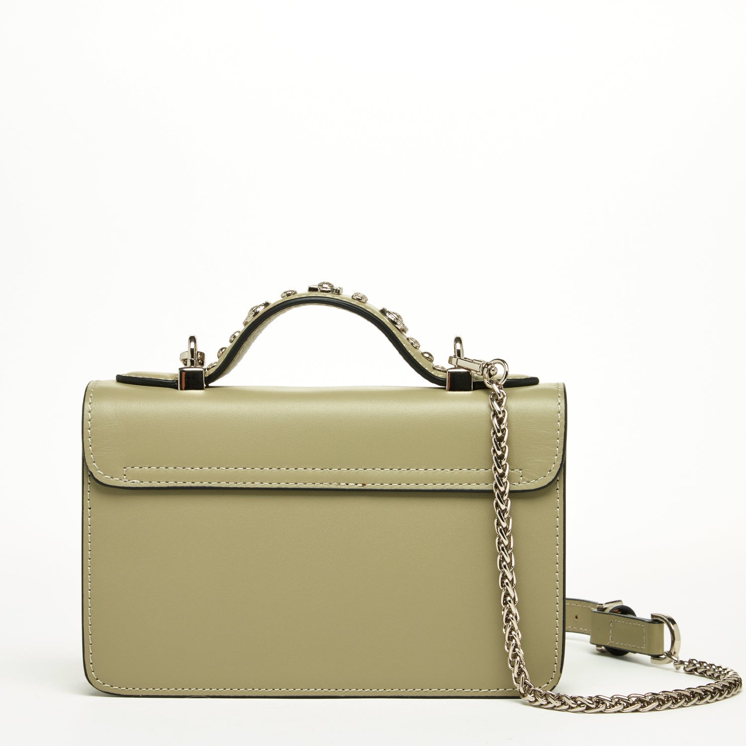Small Leather Crossbody Bag Sage Green Purse - RoshelLuxe.com