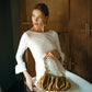 MARJORIE Bamboo Ruffle Dress In Off-white - RoshelLuxe.com