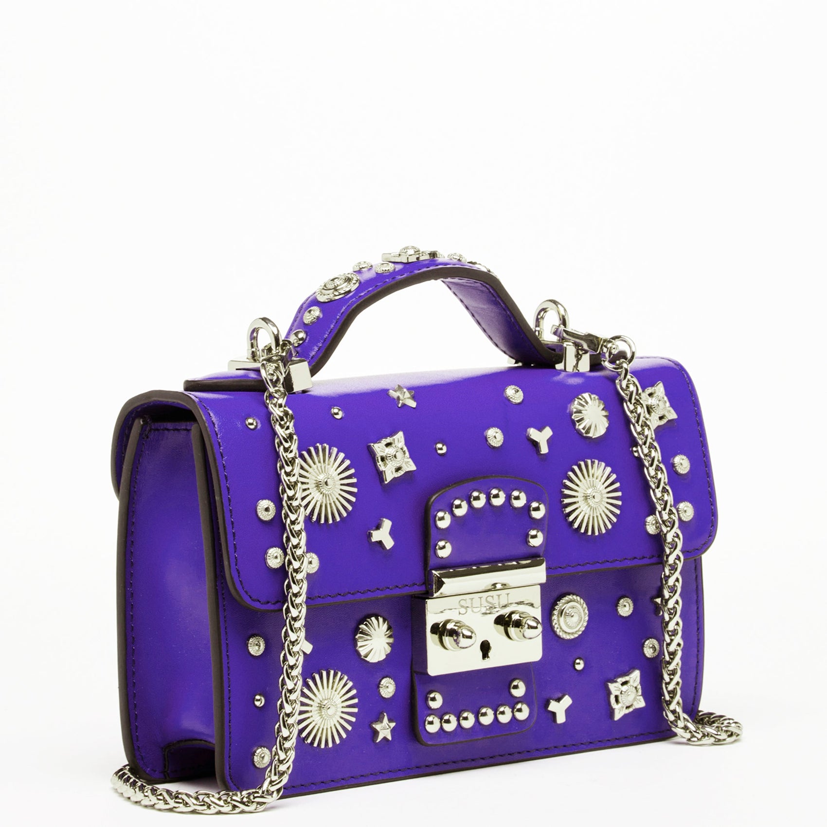 Studded Small Leather Crossbody Bag Royal Blue Purse  Women's Handbag - RoshelLuxe.com
