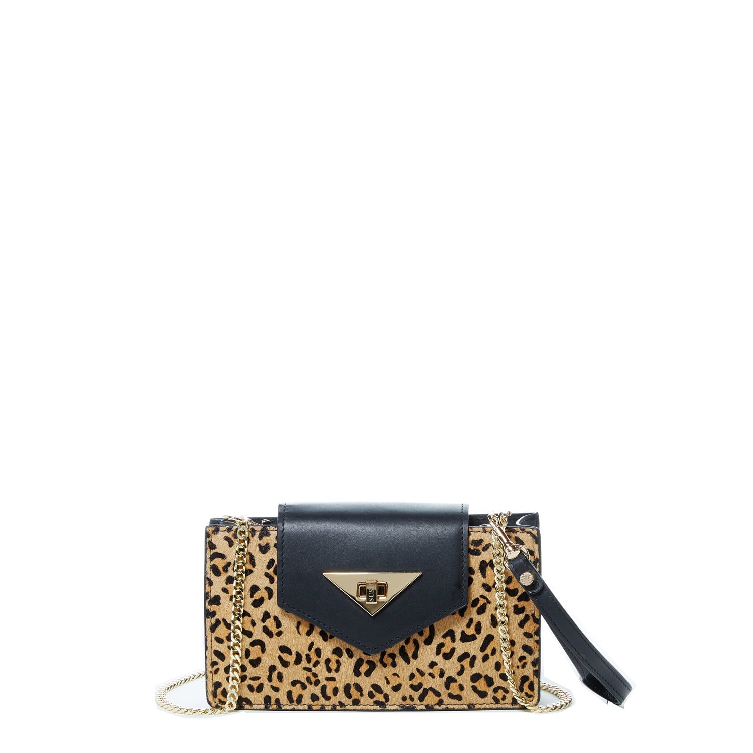 Mini Crossbody Bag Small Leather Leopard Black Purse Wristlet Women's Handbag