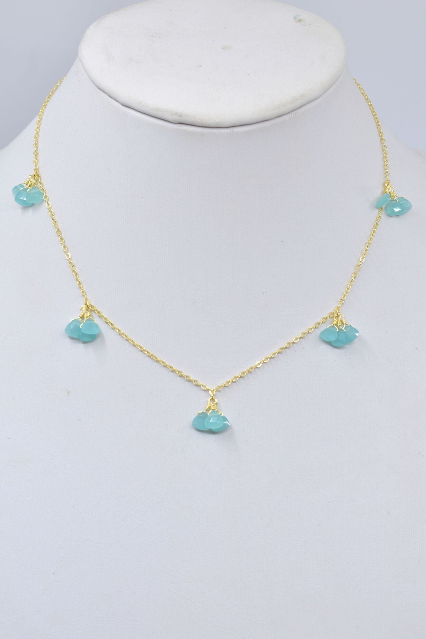 Chalcedony Gold Cluster Necklace - RoshelLuxe.com