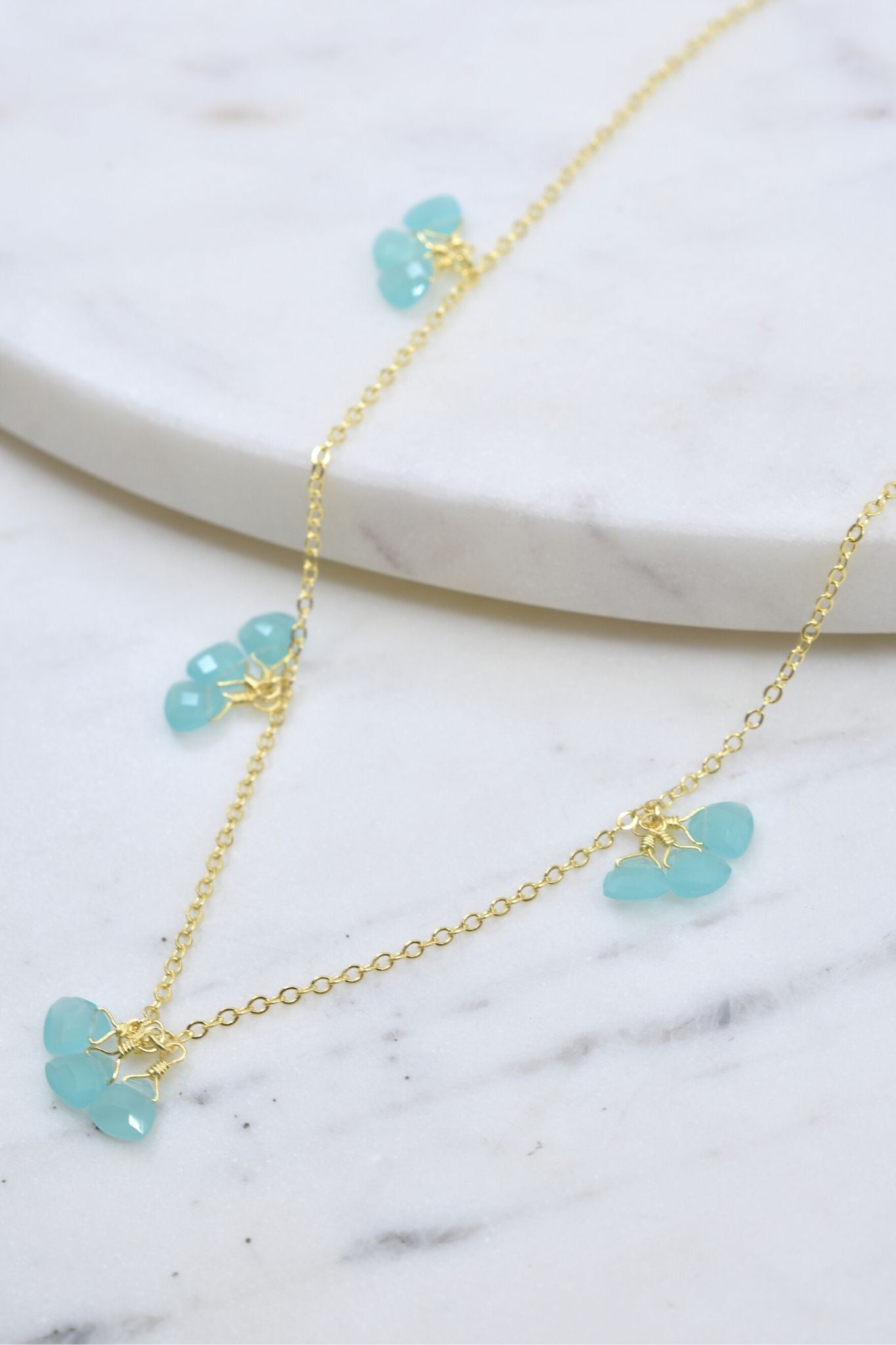 Chalcedony Gold Cluster Necklace - RoshelLuxe.com