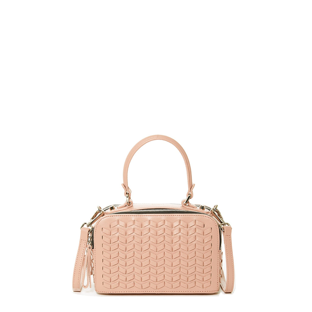 Woven Leather Crossbody Bag Pink Purse Women's Handbag