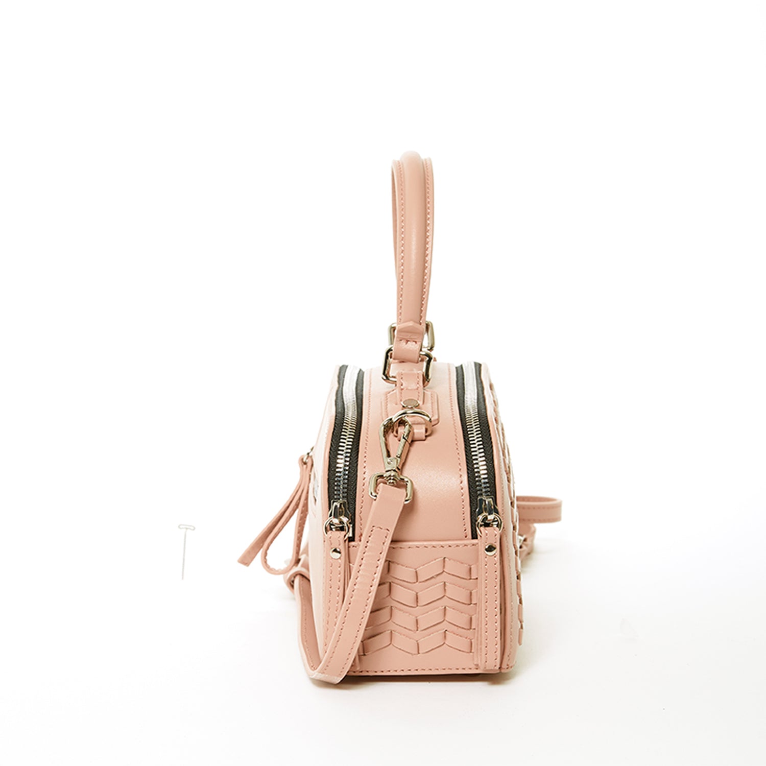Woven Leather Crossbody Bag Pink Purse Women's Handbag - RoshelLuxe.com