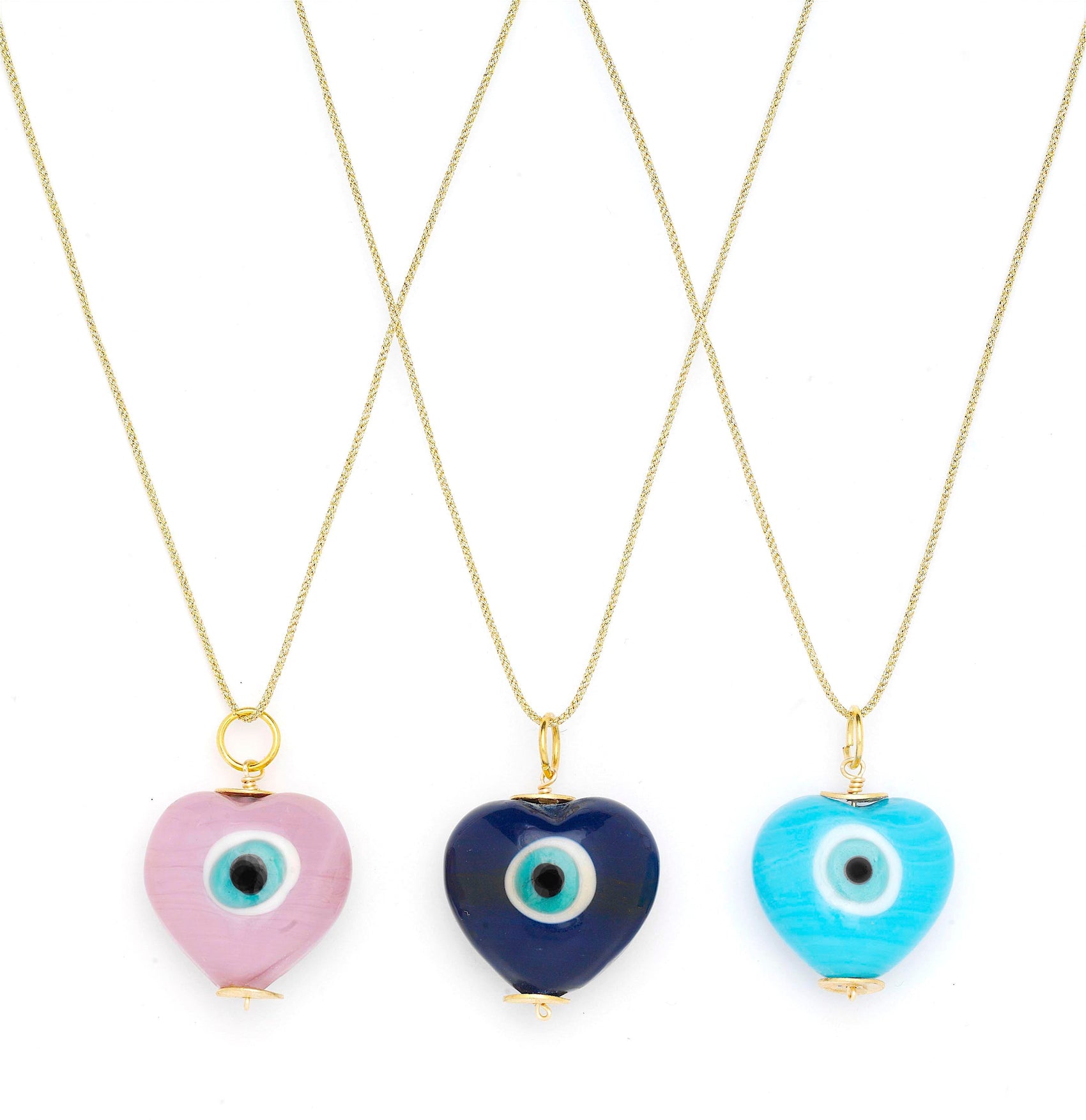 Evil Eye Heart Pendant Necklace - RoshelLuxe.com