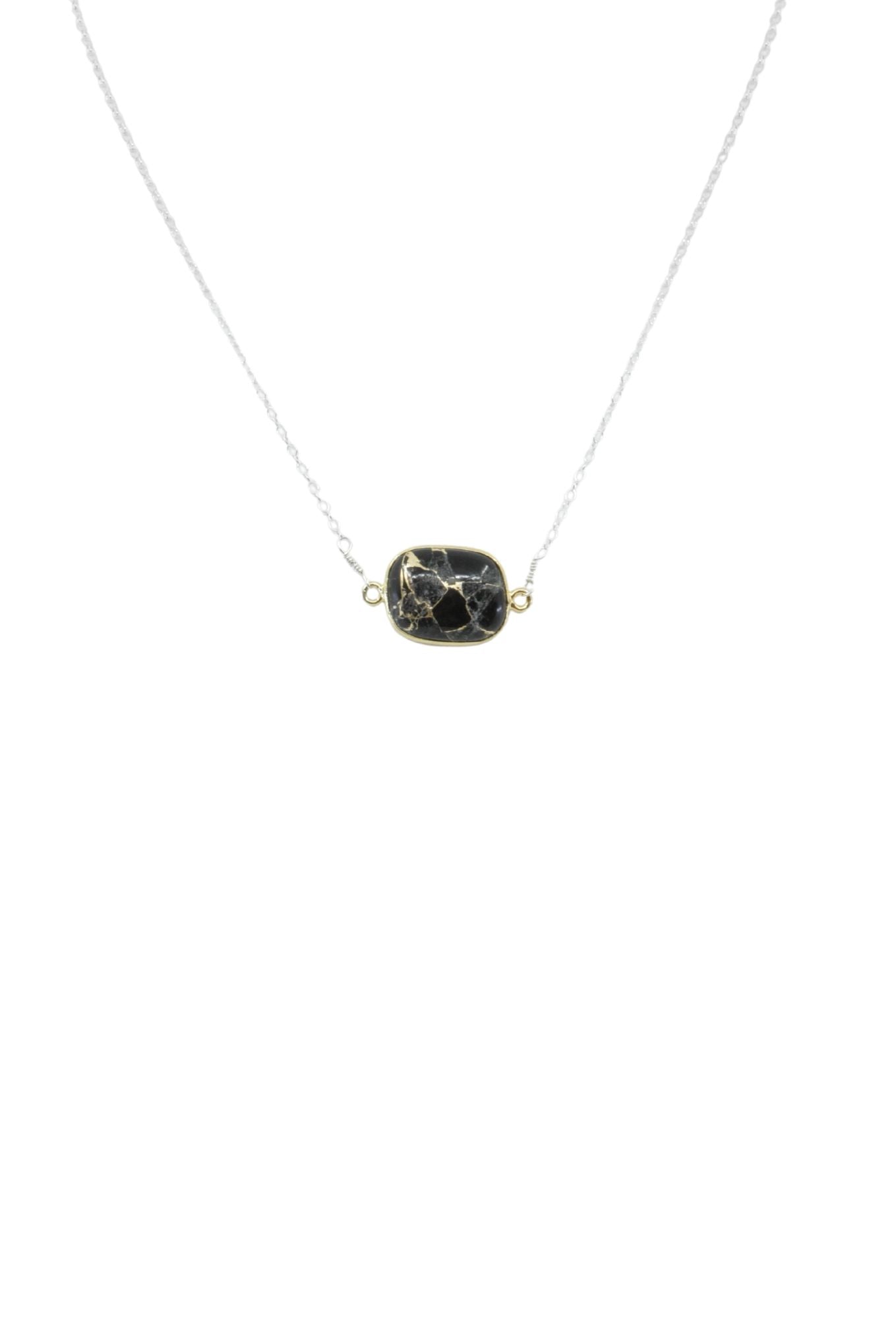 Black Mojave copper turquoise necklace handmade jewelry for women - RoshelLuxe.com