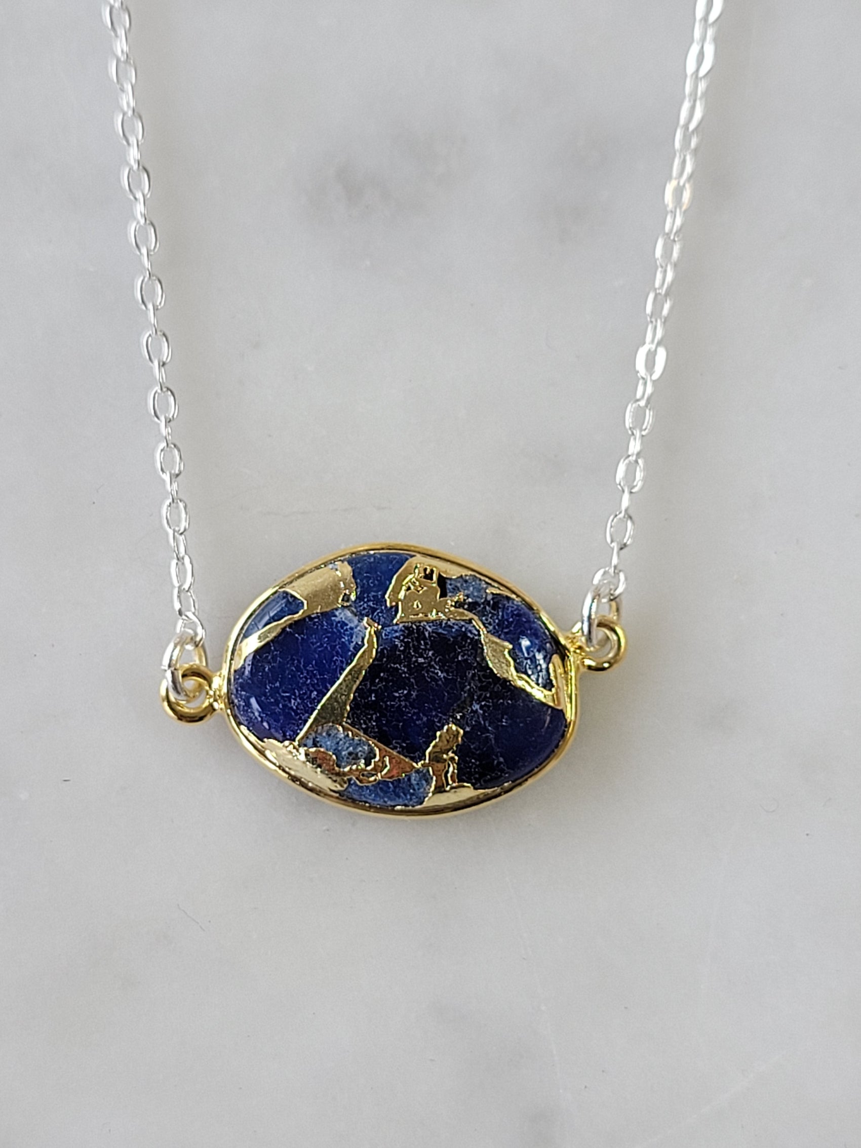 Mrs. Parker Necklace in Blue Mojave Copper Turquoise - RoshelLuxe.com