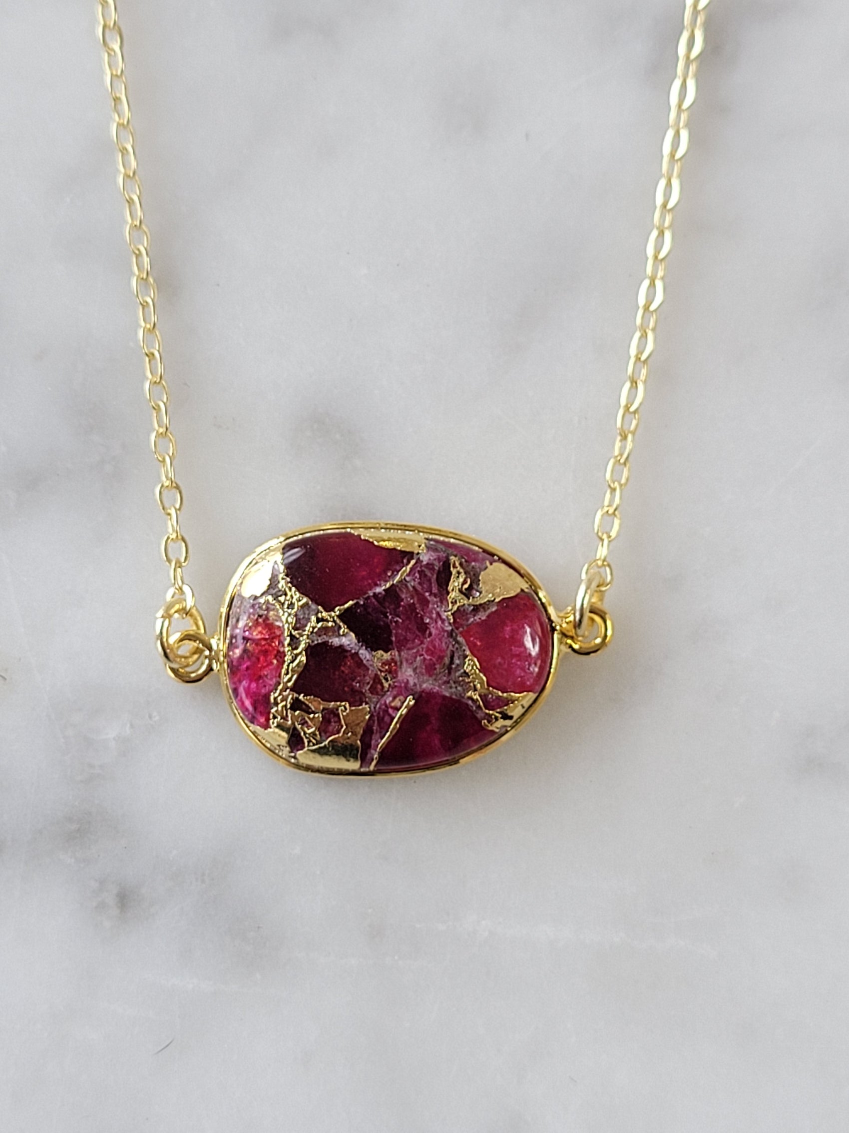Red Mojave copper turquoise necklace handmade jewelry for women- RoshelLuxe.com
