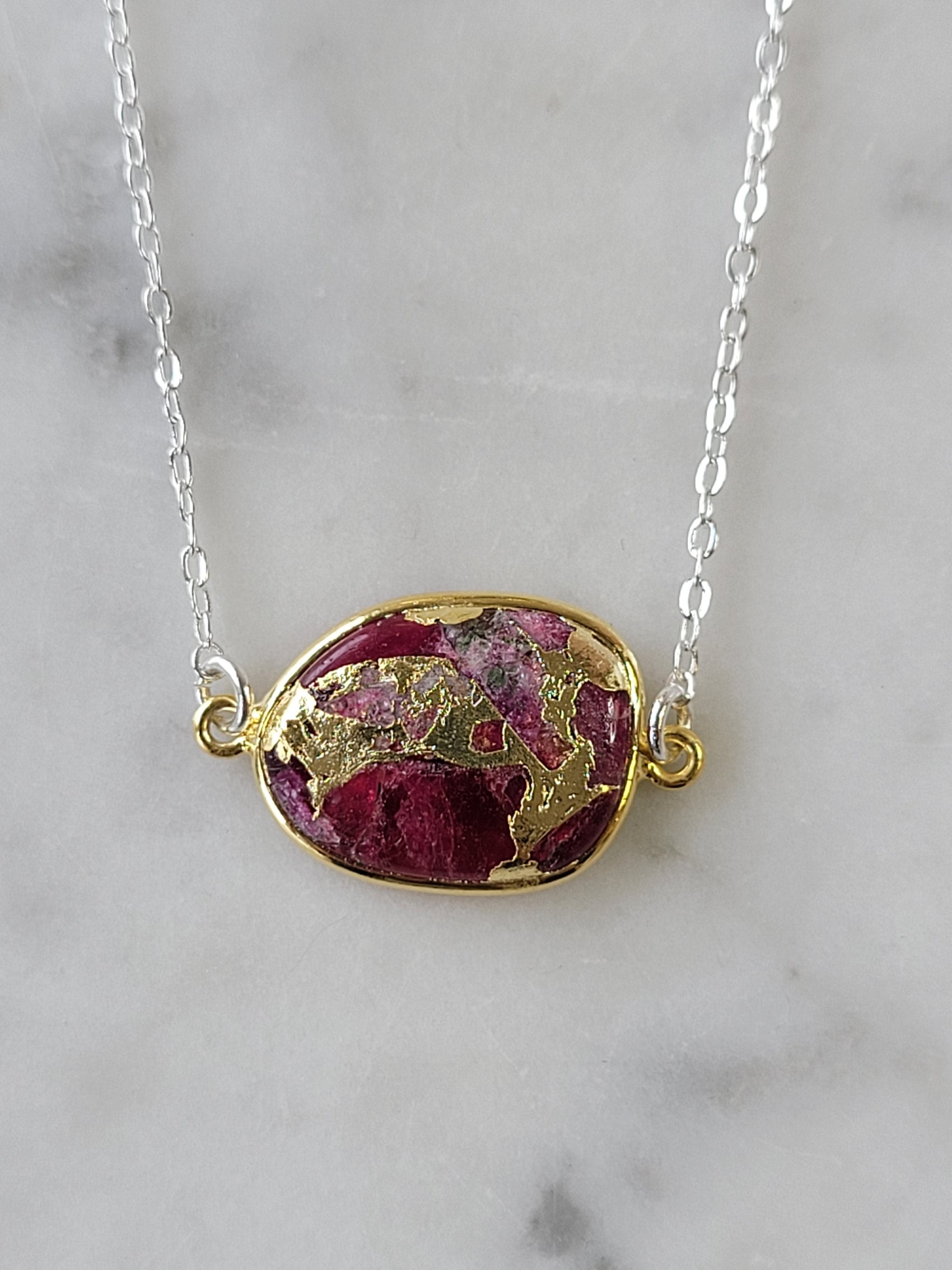 Red Mojave copper turquoise necklace handmade jewelry for women - RoshelLuxe.com