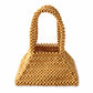 Pyramid Beaded Tote Bag in Toasted Beige - RoshelLuxe.com
