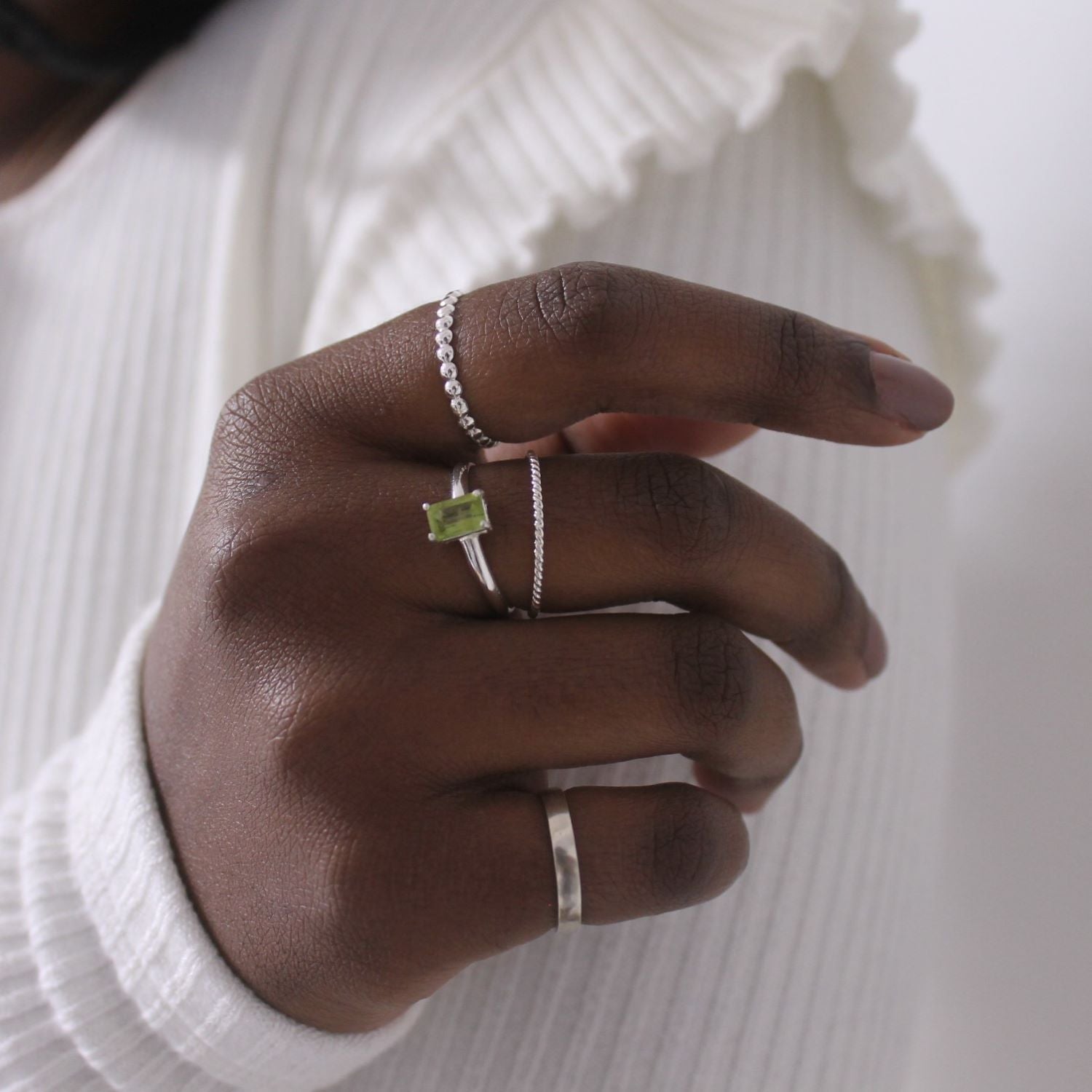 Peridot Solitaire Silver Ring - RoshelLuxe.com